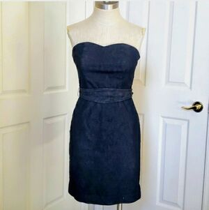 GAP Strapless Black Denim Jean Chambray Dress Belted